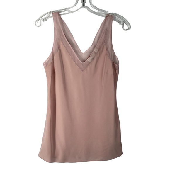 Ted Baker Tops - Ted Baker London Pastel Blush Pink Mesh Detail 100% Silk Blouse Tank Top Size 4